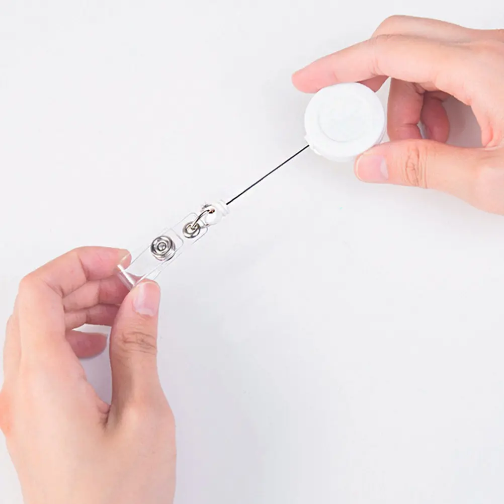 8pcs Retractable Badge Reel Clip Plastic Zinc Alloy ID Holder School Office Nurse Doctor Stretches Convenient Practical