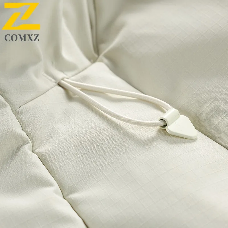 COMXZ Men Parker Coat Fleece Lined Thickened Ski Travel Warm Loose Hiking Cotton Padded Jacket Windproof Street Puffer Jacket