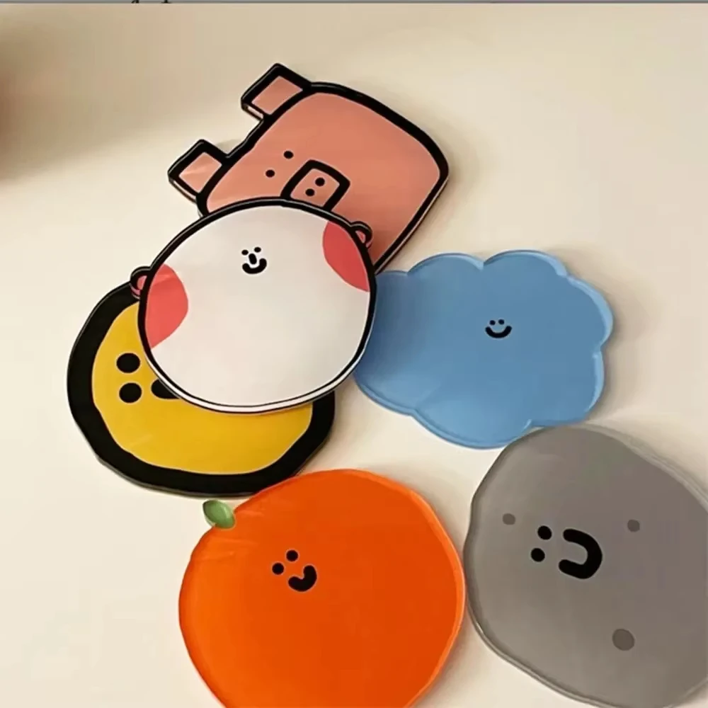 

Cute Cartoon Acrylic Coaster Pads Mug Coffee Drinks Placemats Smiley Cup Mat Holder Mat Kawaii Desk Mats Heat-resistant Bowl Pad