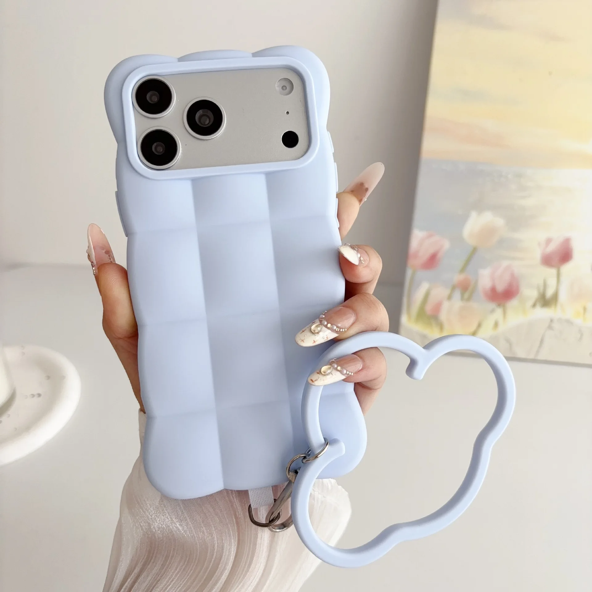 Cloud bracelet silicone mobile phone case for iPhone17ProMax anti-drop all-inclusive protective case 14pro13p pure