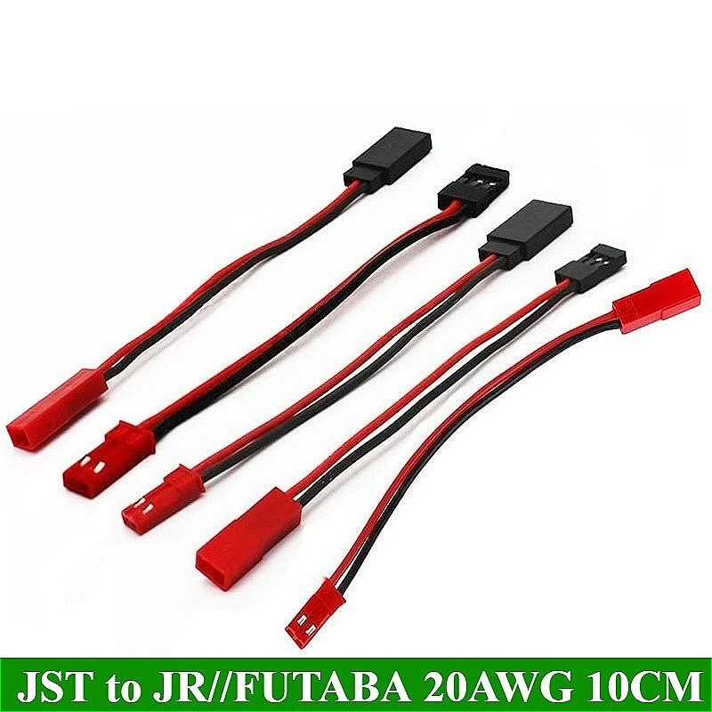 

5-30Pcs 10CM JST Plug to JR/Futaba Connector Male Female Cable Servo Adapter 20AWG Slicone Wire for Lipo RC Plane Helicopter Car