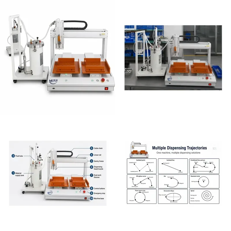 Automatic AB Glue Epoxy Resin Dispensing Machine Double Platform Pneumatic for SMT PCB Electronic Equipment