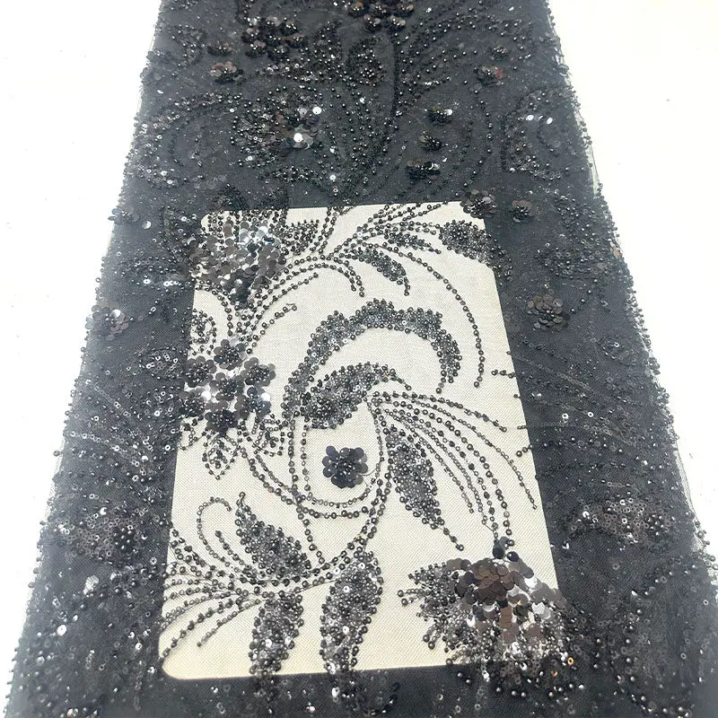Beading Sequin Lace Mesh Embroidery Fabric for Weeding Dress Veil Stage Costumes Design Cloth Diy By The Yard Sewing Material