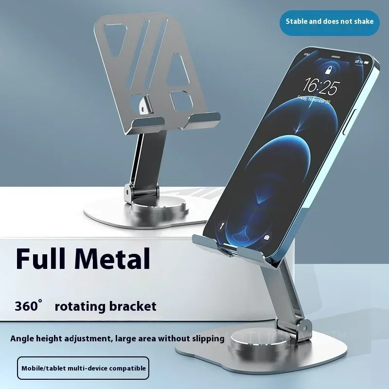 Metal Foldable Tablet Stand with 360 Degree Rotation Heavy Duty Base for Phones and Tablets Study Live Streaming