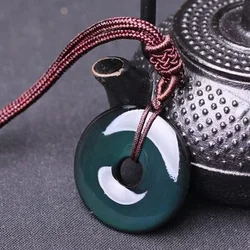 Natural Obsidian Hand-carved Safe Buckle Pendant Fashion Boutique Jewelry Rainbow Eye Obsidian Jade Necklace Gift