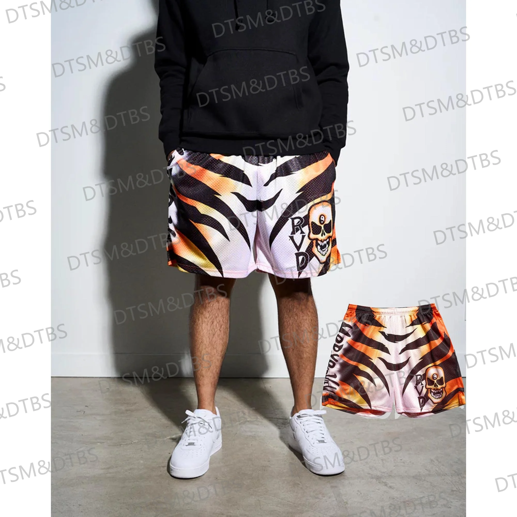 New 2024 Vintage Summer RVD Tiger Skull Drawstring Wrestling Shorts Casual Vacation Beach Daily Life Kids/Adullt Trunks