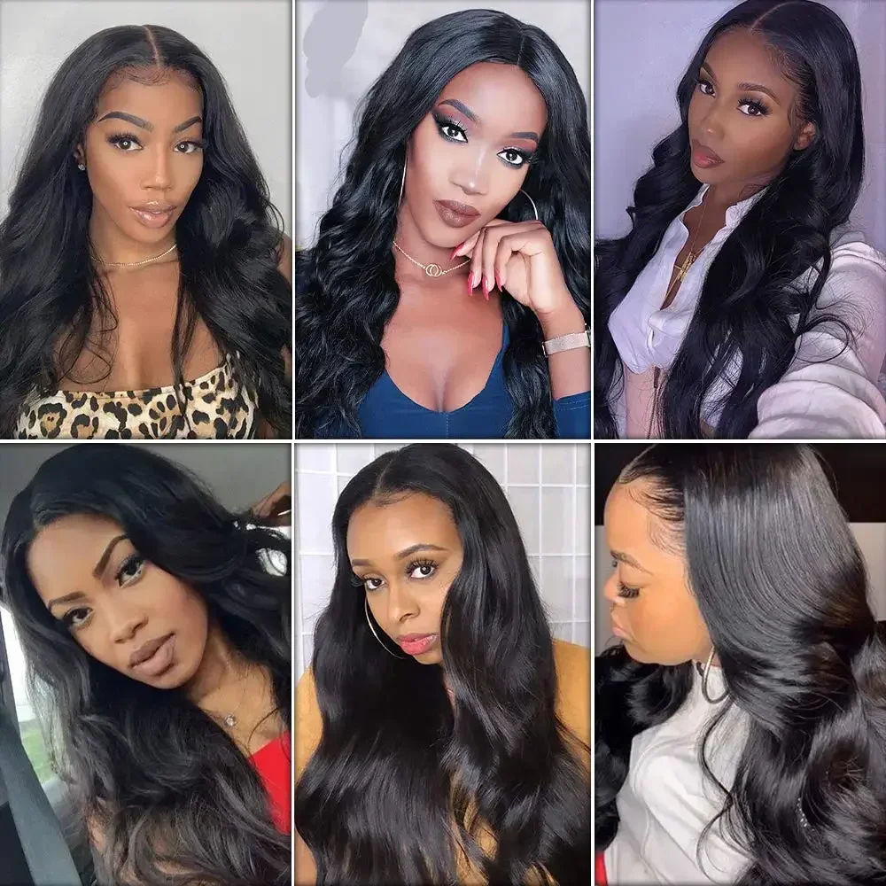 Body Wave Human Hair Bundles Virgin Brazilian Body Wave Bundles with Closure 100% Unprocessed Remy Hair Bundles 2x6 Lace Kim K