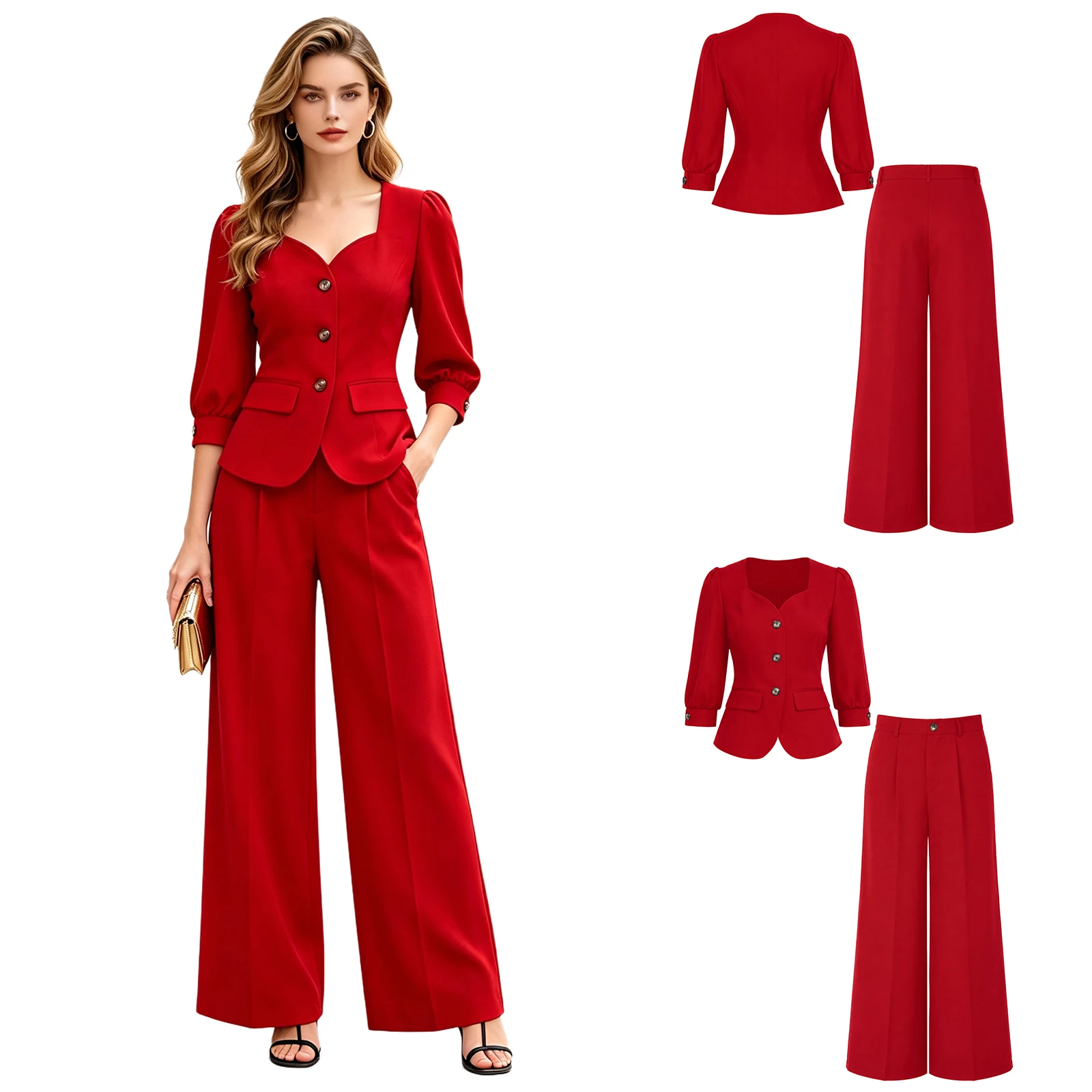 Formal Suits for Women Office Commute Business Outerwear Set OL Lady Work Outfit Fashion Clothes Blazer with Wide-leg Pants view 6