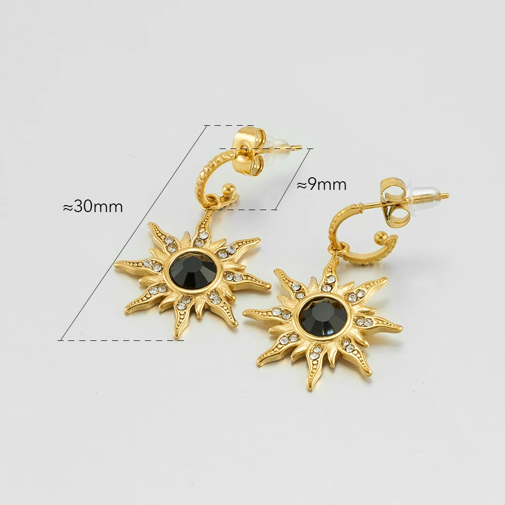 ENFASHION Aretes Para Mujer Sunflower Drop Earrings For Women Stainless steel 18K Plated Gold Fashion Jewelry Dating E241597