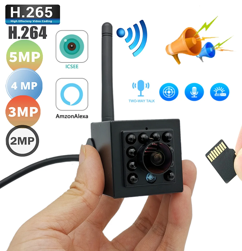 

4K 5MP 2MP Wide Angle Mini IR IP Camera TF card Slot 940 IR Night Vision Kamera Audio Two-way voice intercom For Bird Nest Watch