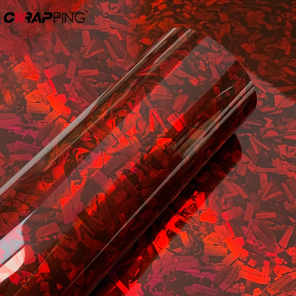 Car Decorating 145cmx300cm Tuning Auto Accessories Laser PET Forged Carbon Wrap Self-Adhesive Rainbow Red Carbon Fiber Vinyl view 5