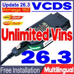 2026 OBDII Cable VCDS Interface VAG HEX V2 V26.3 USB Interface FOR VW AUDI Skoda Seat ATMEGA162 Vag com VCDS Multilingual TOOL