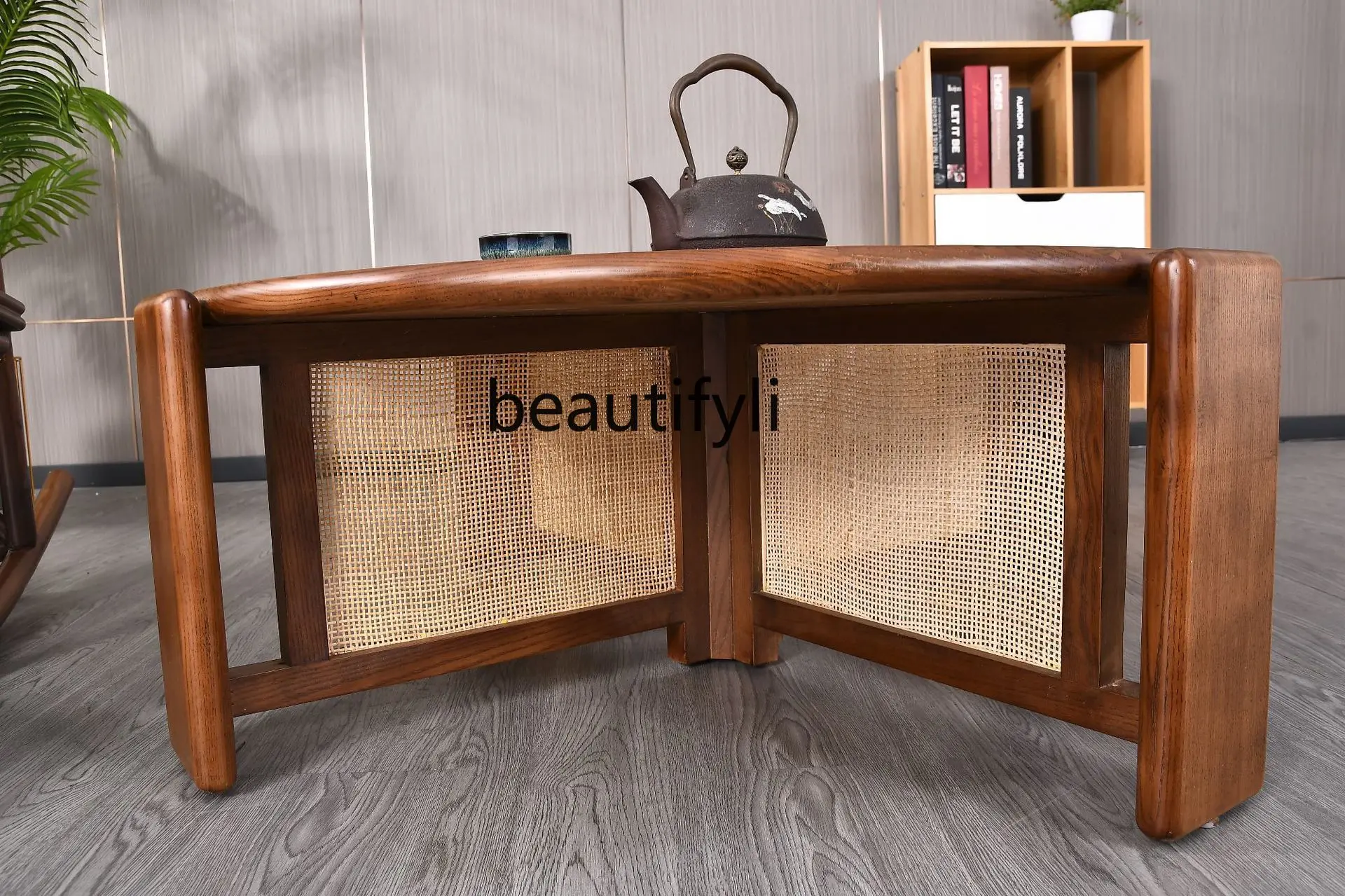 Mesa de centro redonda directa de fábrica, Tatami de estilo japonés, pequeño apartamento, mesa de té de ratán, almacenamiento redondo para casa de familia