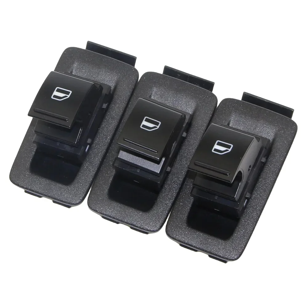 3pcs Passenger Side Chrome Window Control Switch Button + Decorative Frame Bracket For  VW Passat CC Tiguan 1F0 959 527