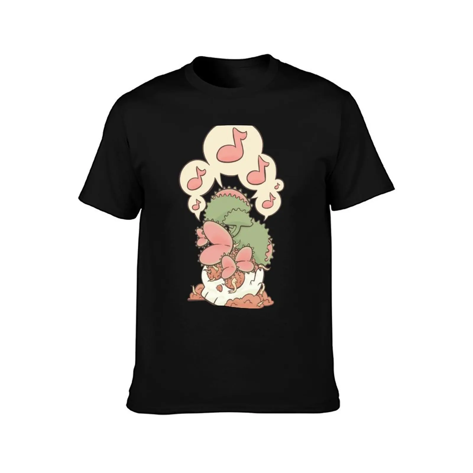 Singing Fly Trap T-Shirt, Summer Casual Cotton Tee, Oversized Streetwear Tops, Vintage Graphic Print, Loose Fit Short Sleeve
