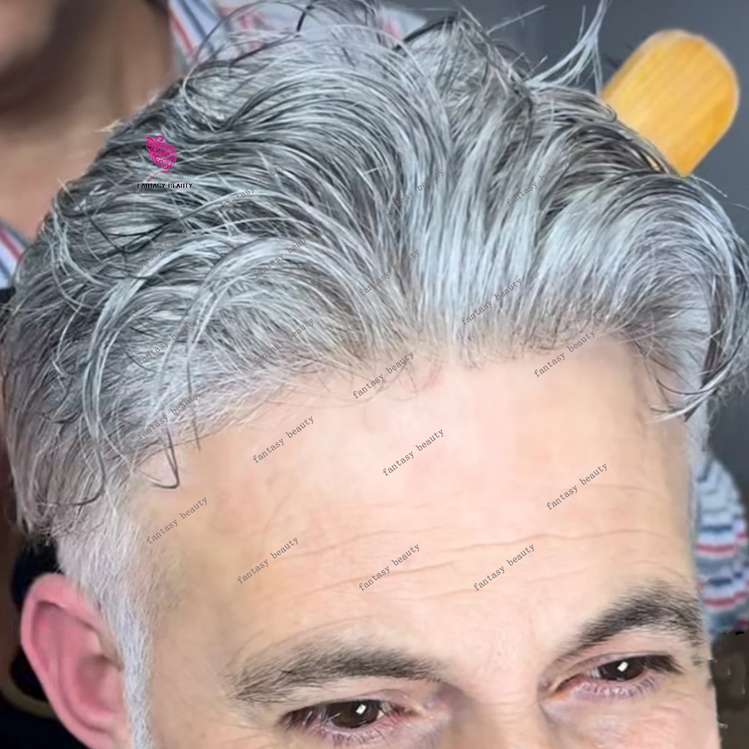 

100%Human Hair Man Prosthesi Thin Skin 0.1mm Injection Pu Brown Men Toupee 1b40 1b50 1b65 1b80 Black Grey Male Hair old Men' Wig