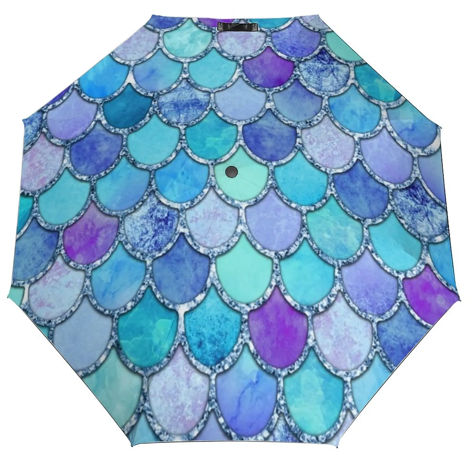 Colorful Mermaid Scales Umbrella Magic Animal Print Colorful Compact Umbrella Painting Sun Anti UV Automatic Umbrella