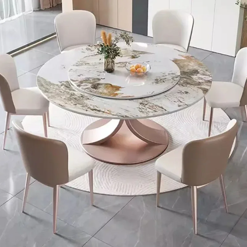 Modern Kitchen Dining Table Round Waterproof Living Room Dining Tables White Designer Mesa Redonda Comedor Home Furniture