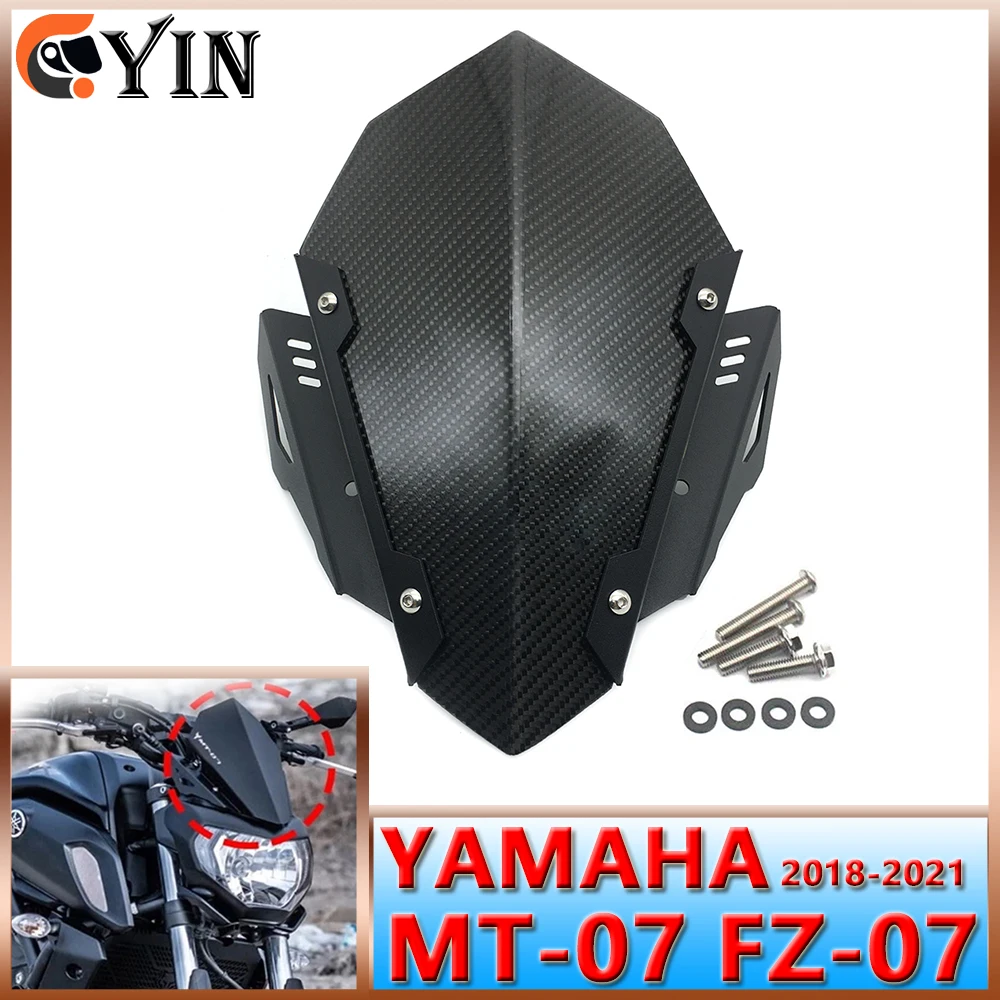 

For YAMAHA MT07 FZ07 2018 2019 2020 2021 mt-07 fz-07 2018-2021 yamaha Motorcycle Carbon Fibre Sports Windshield Visor Windscreen