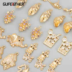 GUFEATHER MB13,jewelry accessories,nickel free,18k gold plated,copper metel,zircons,charms,jewelry making,diy pendants,6pcs/lot