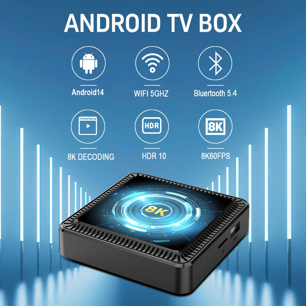Android14 Smart TV Box Q19 2.4G&5G Dual Wifi6 8K Video High Speed Processing Support Google Voice Assistant Netflix Media Player