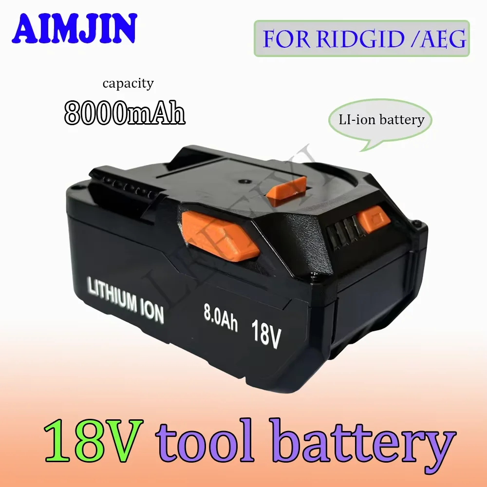 

For AEG 18V Battery 8.0AH Lithium Ion Battery for RIDGID R840087 R840085 L1815R L1850R L1830R R840083 Cordless Power Tool Series