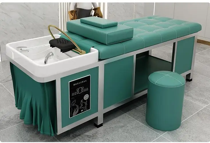 Thai-style stainless steel shampoo bed, special water circulation head treatment bed for barber salon, massage and fumigation be