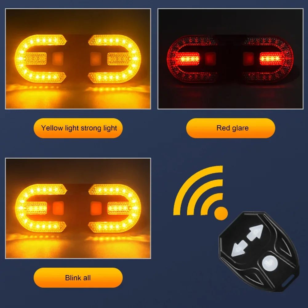 Bicycle Tail Light High Brightness Road Bicycle Light Wireless Remote Control Turn Signal Mountain Bike Usb Rear Tail Light