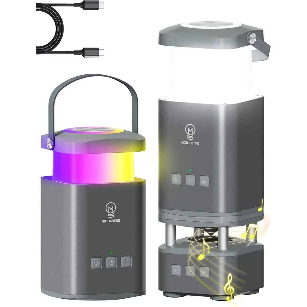 

LED Camping Lantern Rechargeable, LED Lanterns with Bluetooth Speaker, RGB Camping Light, 10000mAh, 4 Lighting es, IP44 Waterpro