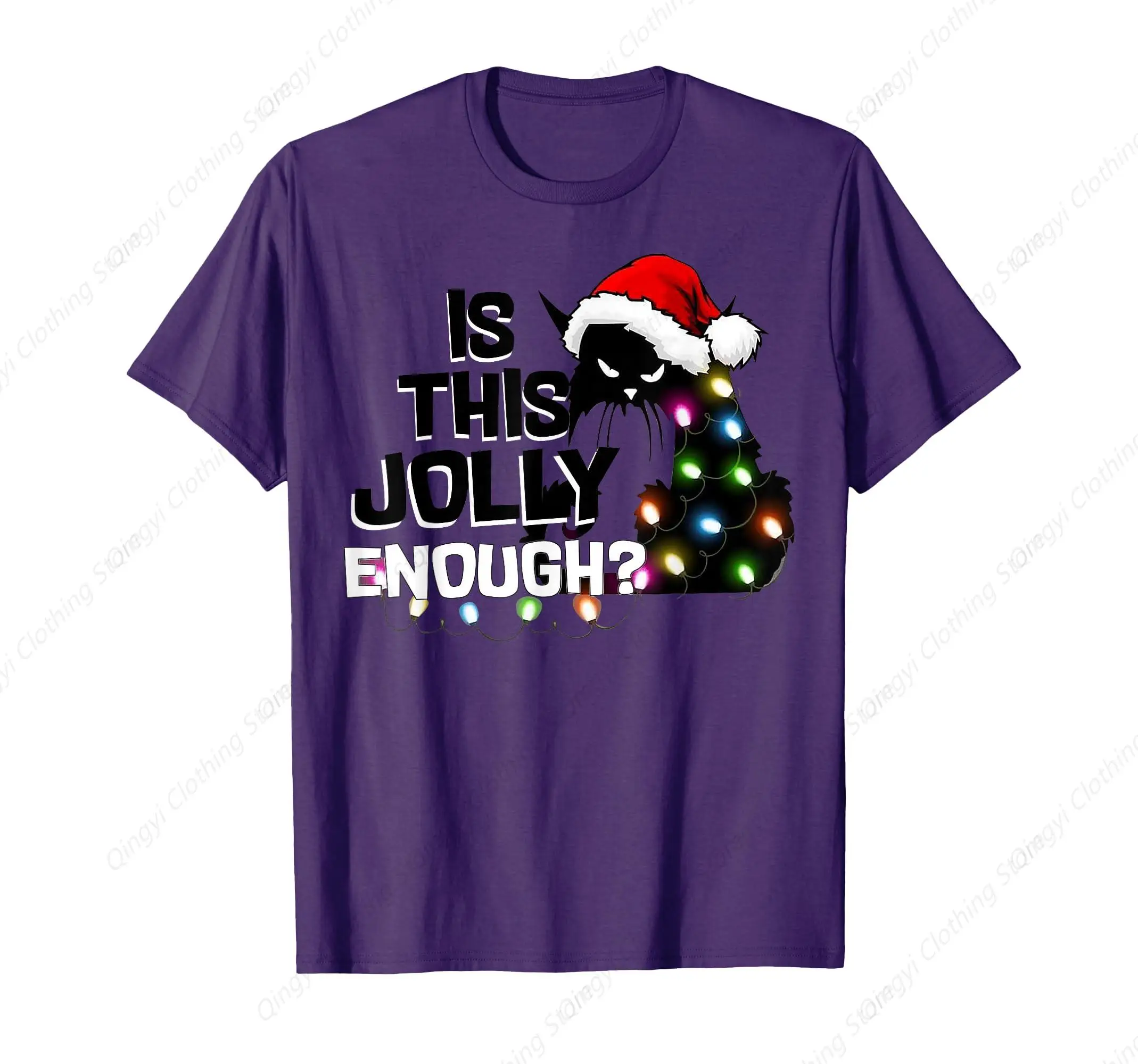 

Is This Jolly Enough Funny Cat Christmas Light Men Women T-Shirt