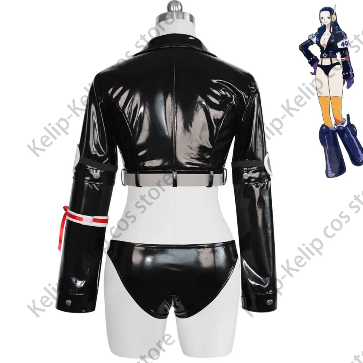 CosplayAnime Nico Robin Miss Allsunday Cosplay Costume Egghead Island Fantasy Wig Black PU Coat Shorts Woman Sexy Carnival Party