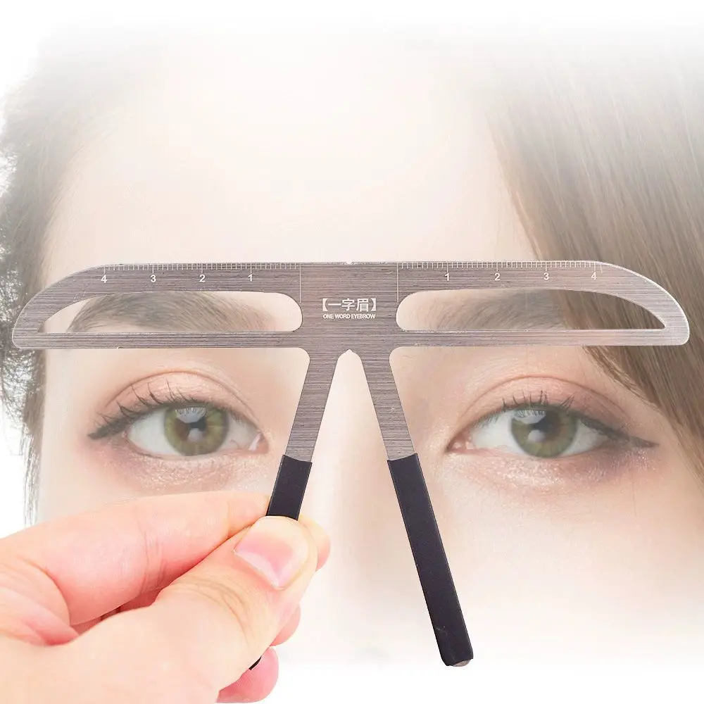 Makeup Eyebrow Stencil Ruler Metal Permanent Tattoo Position Shape Tool for DIY Beauty Cosmetic Template