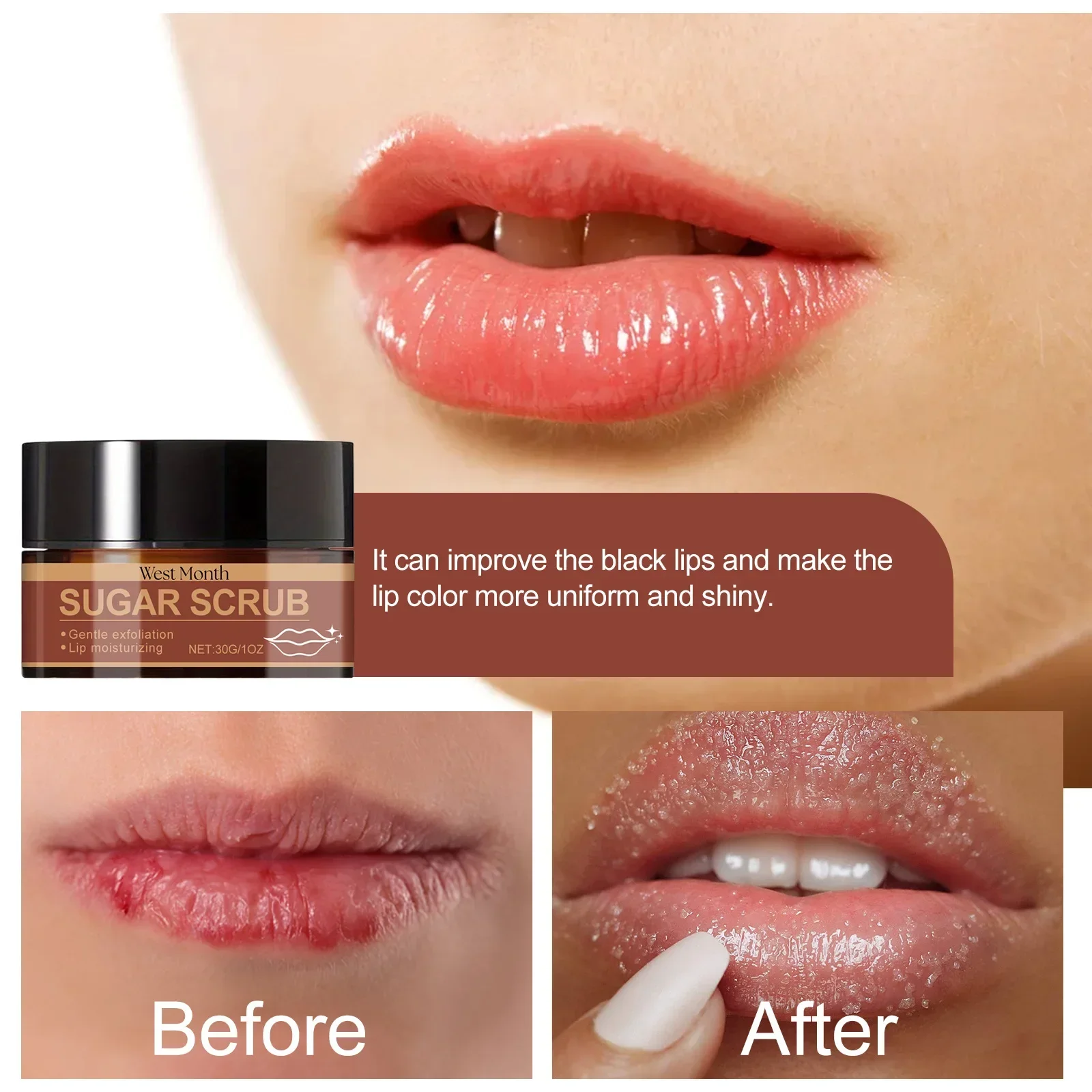 

Lip Lightening Scrub Balm Remove Dull Lips Moisturizing Reduce Pigmentation Anti-Cracking Hyaluronic Acid Brighten Black