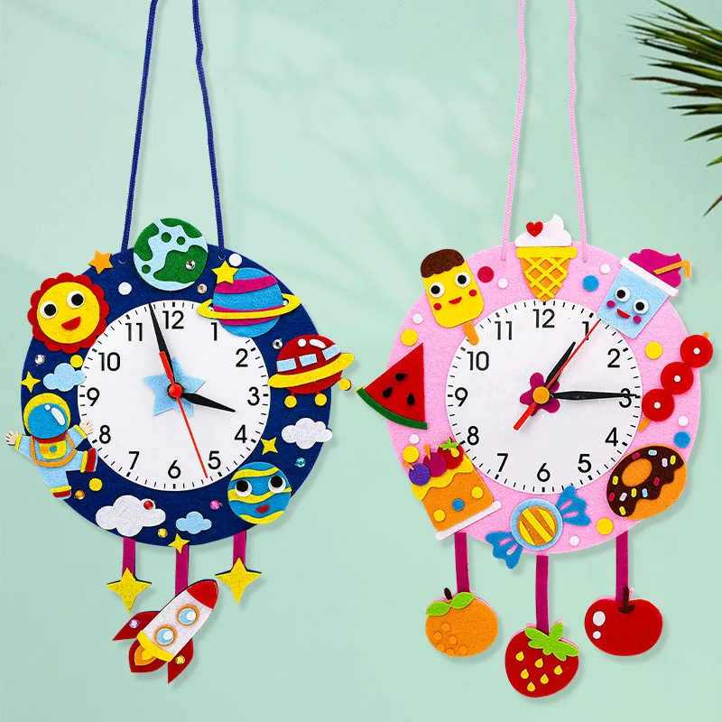 1Pcs DIY Mix Color Alarm Clock Toys Felt Cloth Material Kits Multicolor Cute Birthday Gifts Parent-child Interaction Handcraft