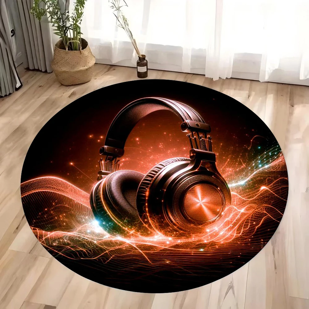 سماعات رأس رائعة بتقنية ثلاثية الأبعاد مع سجاد مطبوع دائري مثالية لعشاق الموسيقى والألعاب في غرف المعيشة وغرفة النوم