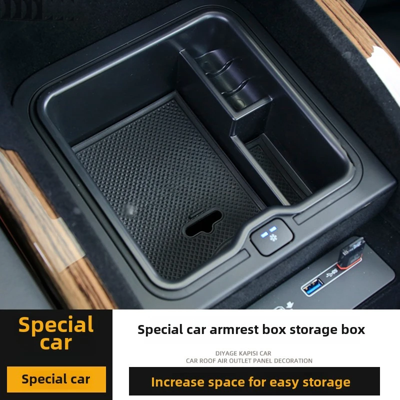 

For Range Rover Evoque Black Plush Style Adhesive Surface Style Armrest Box Storage Box Central Control Storage Box