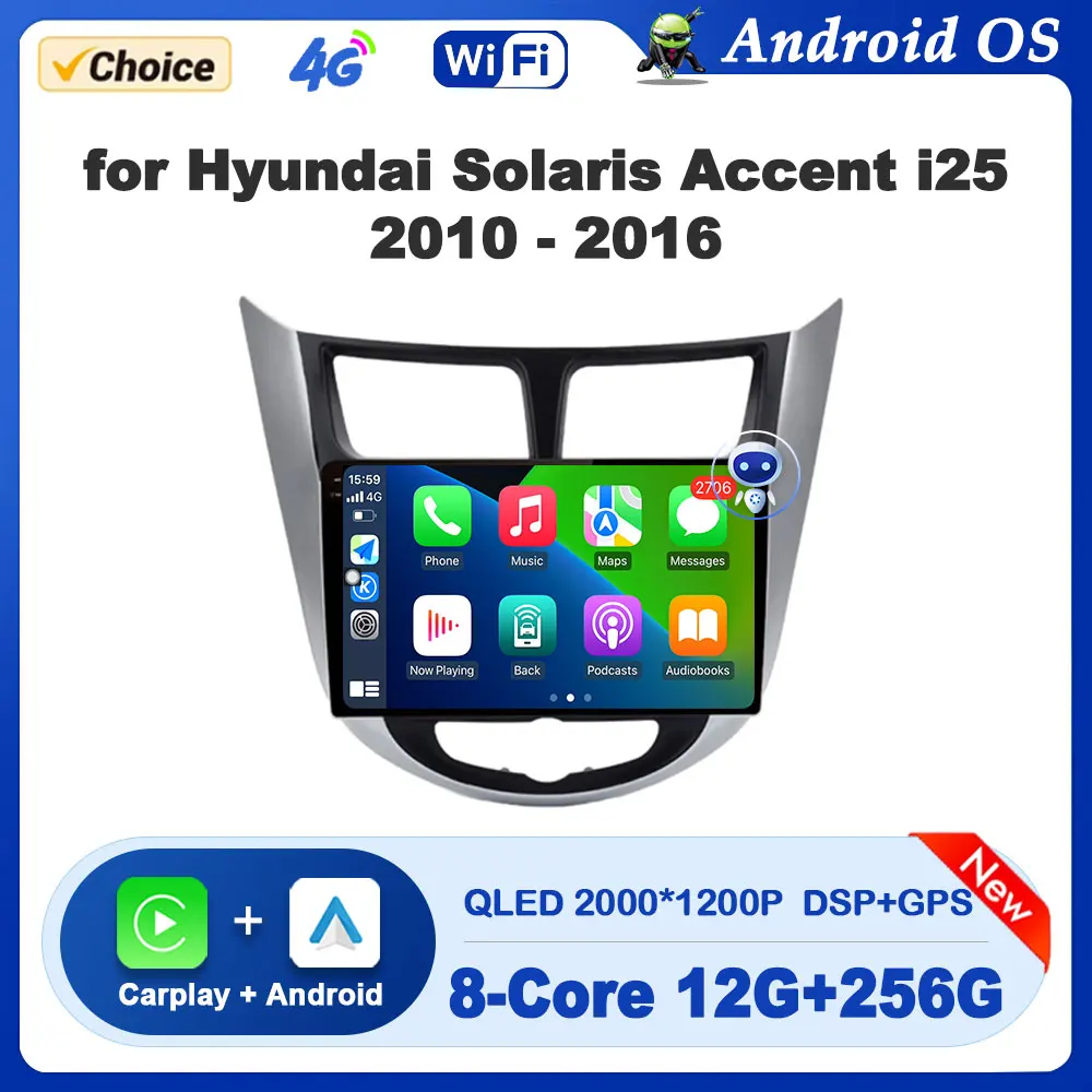 

Car Multimedia Radio Video Player for Hyundai Solaris Accent i25 2010 - 2016 Android Auto GPS Navi Wireless Carplay Touch Screen