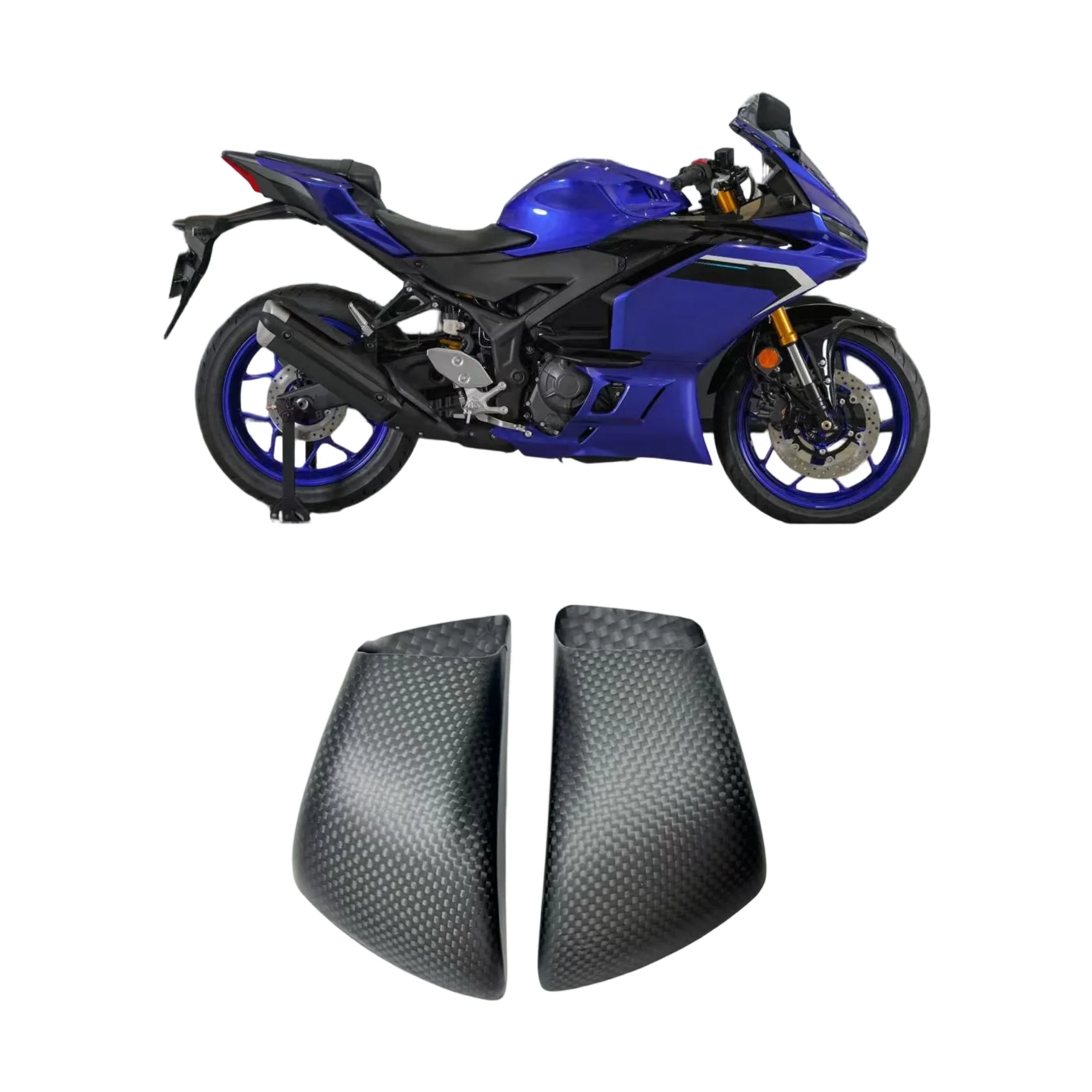 

108mm Carbon Fiber Radiator Fan Shroud for Yamaha R6, Tenere 700, FZ6, FZ1, MT-07, MT-09, R1, R3, R7, and YZF
