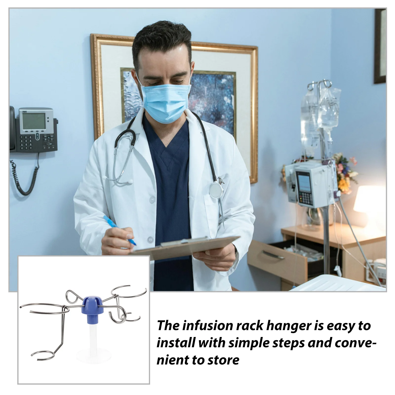 

Stainless Steel Infusion Rack Accessories Iv Support Hook Pole Hanger for Wheelchair Plastic Extension Attachment