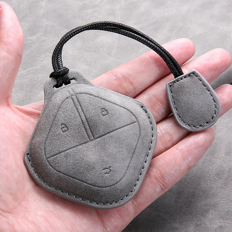 حافظة مفاتيح السيارة الجلدية غطاء شل لـ SGMW Wuling BINGO Airev 2023 لـ Baojun Kiwi EV ملحقات مفتاح السيارة عن بعد