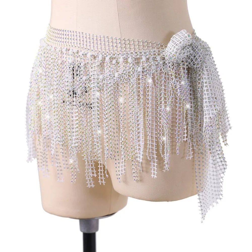 Diamond Shiny Belly Dance Waist Chain Multilayer Handmade Tassel Shawl Triangle Tassel Dance Costume Accessories Belly Dance