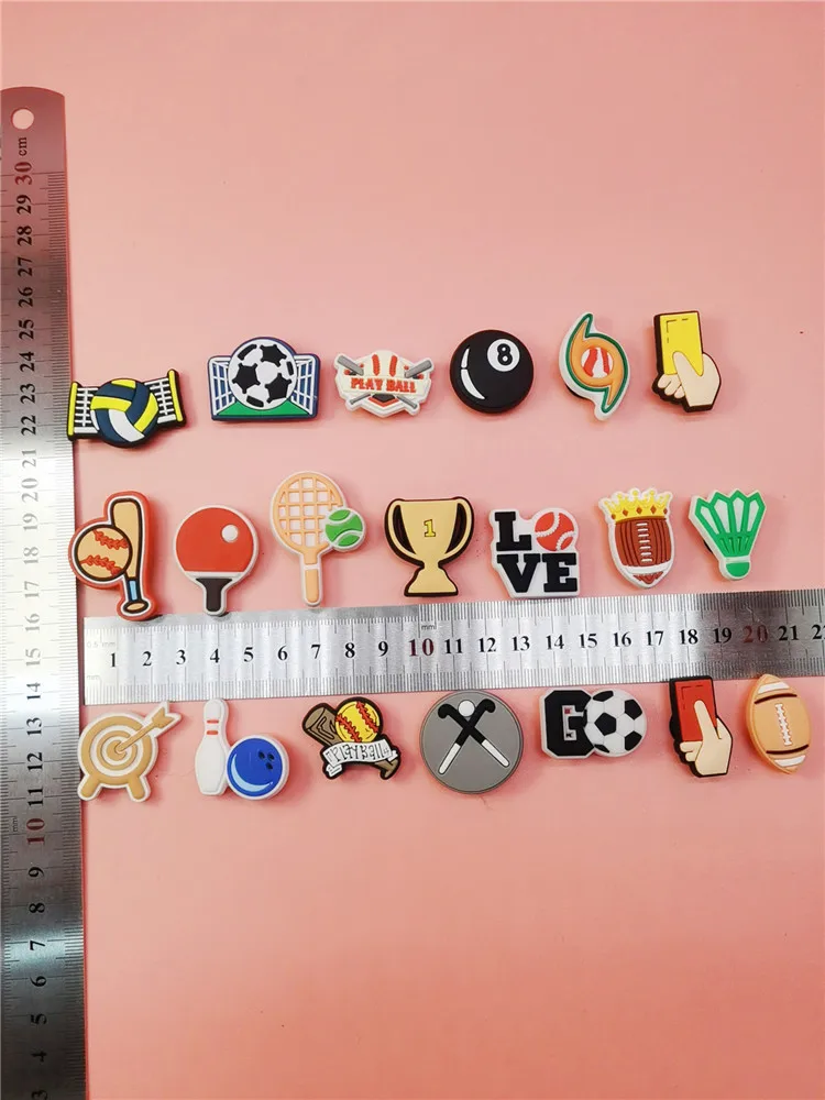 Kawaii Football Tennis Sports PVC Shoe Charms Garden Shoes Diy Accessories Clog Shoes Buckle Decorations Adult Kids Party Gifts