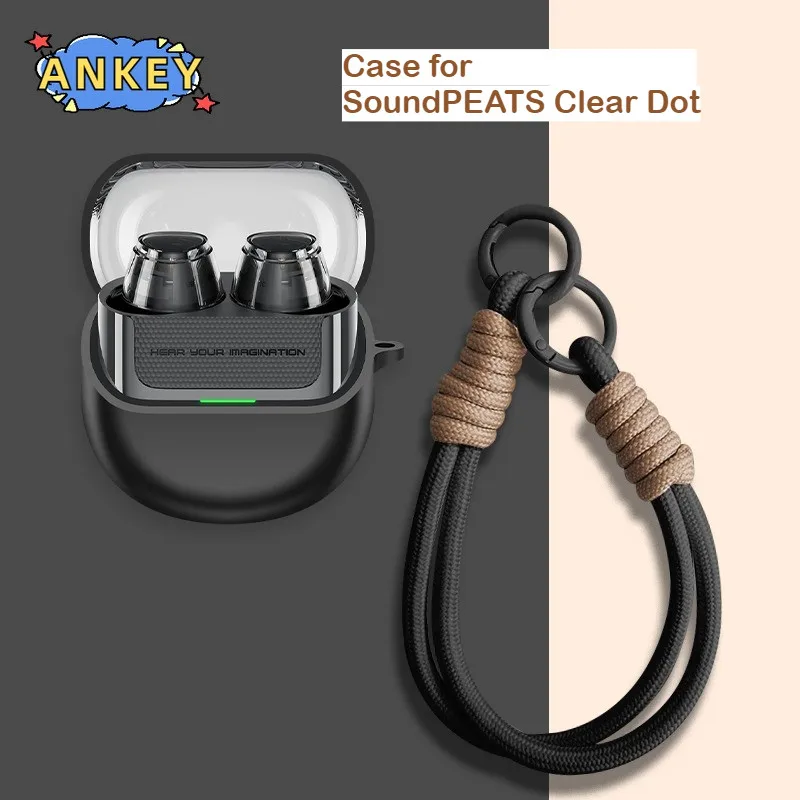 for SoundPEATS Clear Dot Case Protective Shell with Nylon Lanyard Soft Cover
