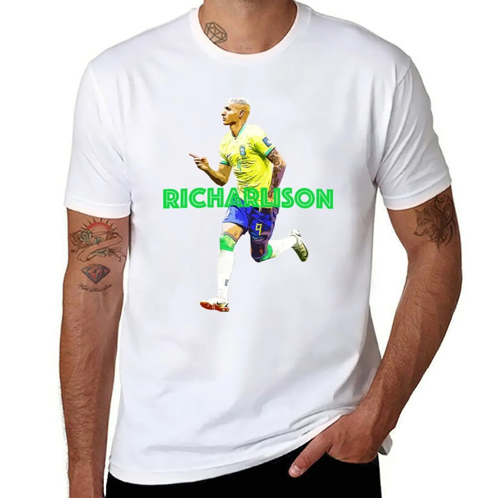 تي شيرت Richarlison للرجال، تي شيرت أبيض للرجال، تي شيرت قطني