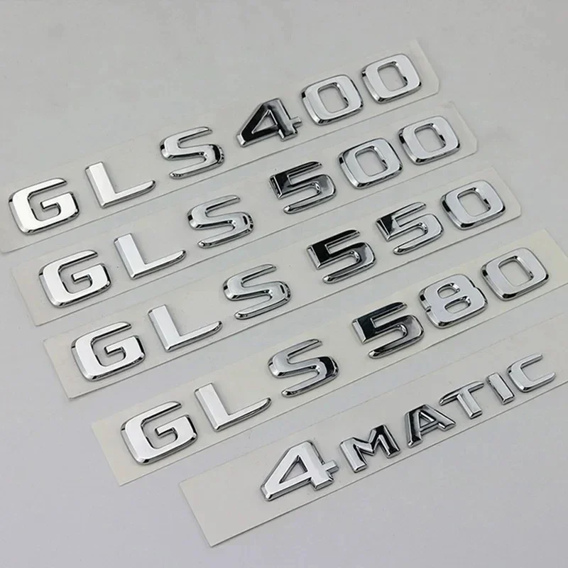 3D ABS Letters Car Trunk Badge Sticker Emblem Logo for Mercedes GLS X166 X167 GLS400 GLS500 GLS550 GLS580 4MATIC Car Accessories