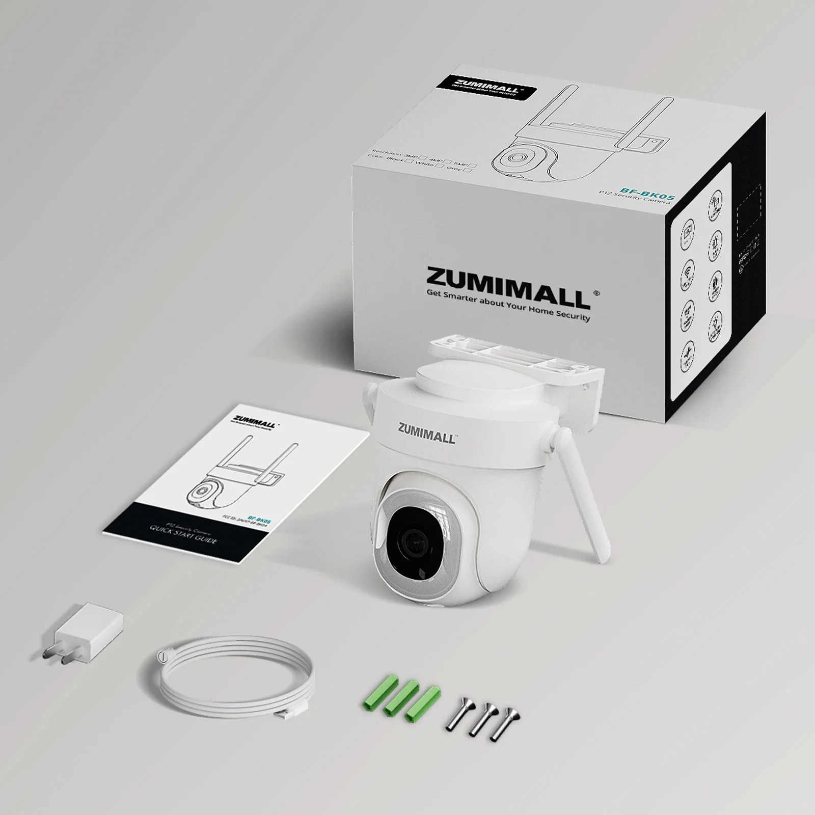 ZUMIMALL 24/7 Recording  ,5MP 5G WiFi Wired Security Camera, Home and Outdoor, Plug-in Power,360° Auto Tracking, Noise Detect