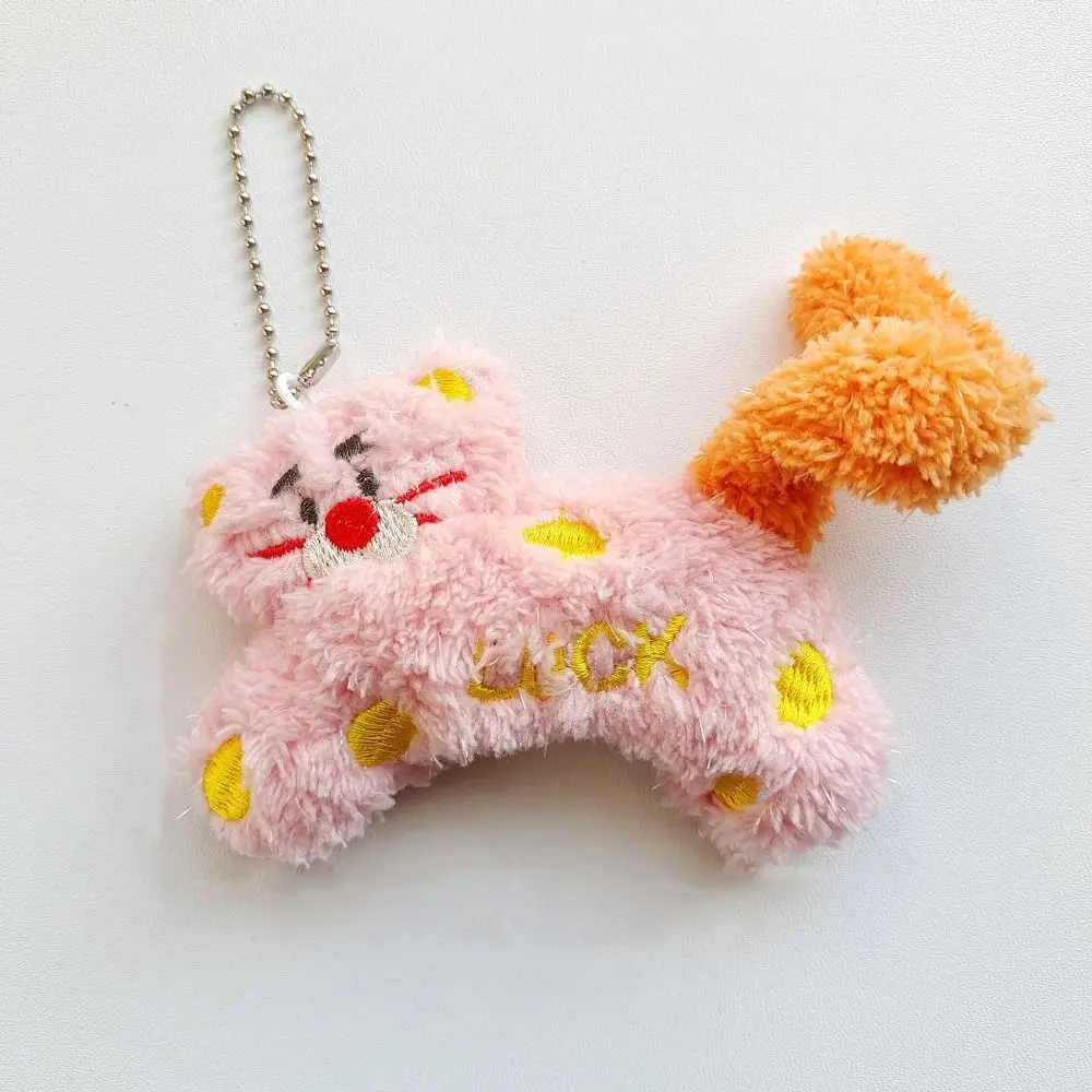 LLavero de gato de lunares de Animal de peluche encantador, muñeco de peluche de Anime, llavero de felpa de gato, decoración suave, colgante de bolsa, accesorio colgante