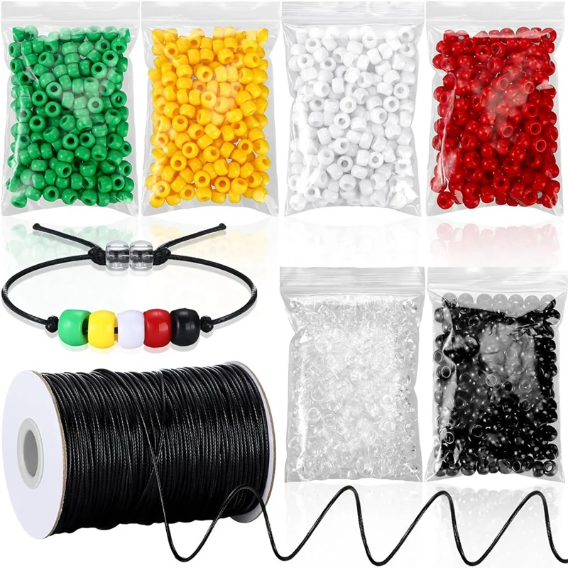 

1200 Piece Rescue Project Bracelet Beads Bulk Beads 100 Yards Waxed Cotton String Instructional Craft Kit