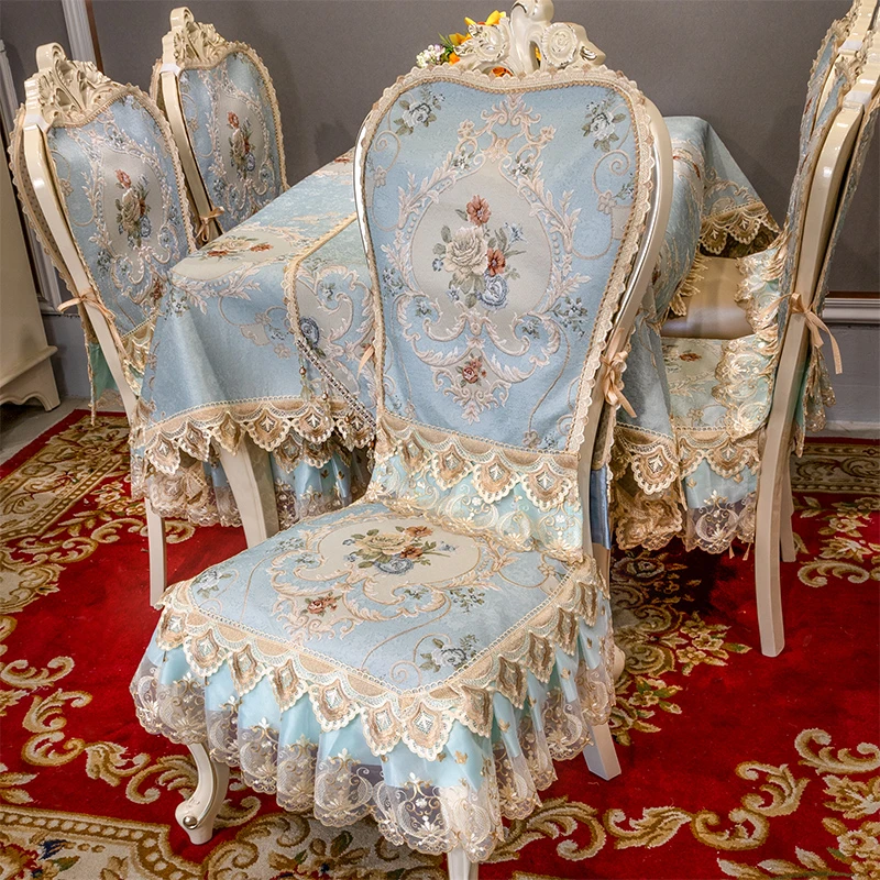 European Chair Cushion Home Diningchair Cushion Elegant Lace Non-slip Chair Cover Tablecloth Tablerunner Jacquard Customization