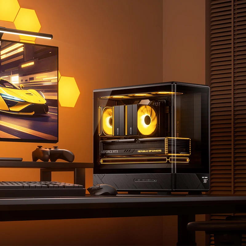 جونسبو D200 MATX حافظة سطح المكتب شاشة عرض رقمية زجاج منحني عرض البحر غرفة كمبيوتر ألعاب دعم 240 تبريد المياه #6